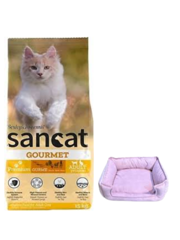 Sancat Premium Gurme Yetişkin Kedi Maması 15 Kg,Mini Small Mor Yatak