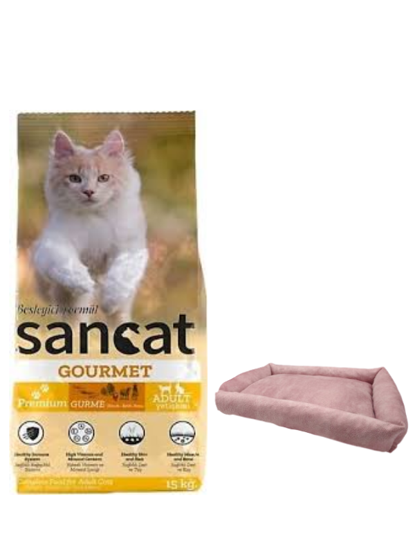 Sancat Premium Gurme Yetişkin Kedi Maması 15 Kg,Mini Small Pembe Yatak