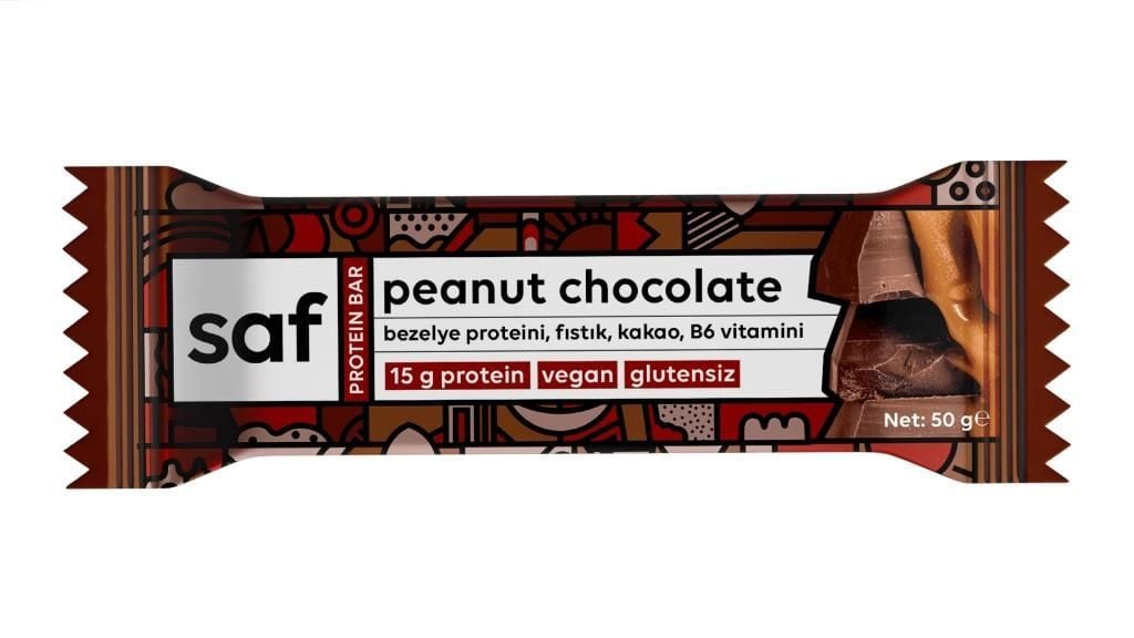 SAF Glutensiz Peanut Chocolate High Protein Bar 50 GR