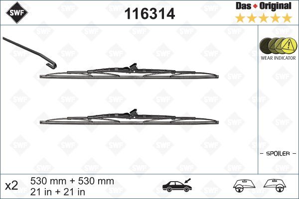 ÖN SİLECEK SÜPÜRGESİ TAKIM PASSAT VOLVO S70 V70 TRANSPORTER T4 (530+530 mm)