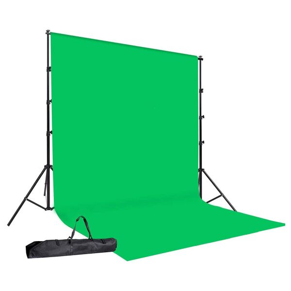 Cazipshop Ürün Çekimi Fotoğraf Ve Stüdyo Çekimleri Için Yeşil Fon Perde + Stant 2x3 Metre Stand+fon Perde Set