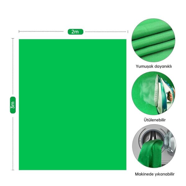 Cazipshop Green Screen Greenbox Yeşil Fon Perde 2x3