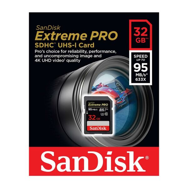 Sandisk 32GB SDHC Extreme Pro 95MB/s UHS-I V30 U3 Hafıza Kartı
