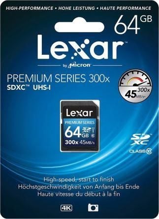 Lexar 64GB 300X Premium II SDXC Hafıza Kartı CLASS10 U1 45MB/SN