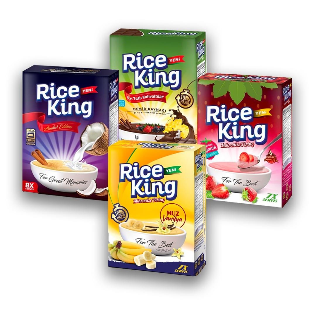 Rice King Mikronize Pirinç (Çikolata-Tarçın-Muz-Vanilya-Çilek) Mix