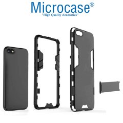 Microcase iPhone SE 2020 Alfa Serisi Armor Standlı Perfect Koruma Kılıf - Siyah