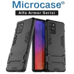 Microcase Samsung Galaxy S10 Lite - Galaxy A91 Alfa Serisi Armor Standlı Perfect Koruma Kılıf - Siyah