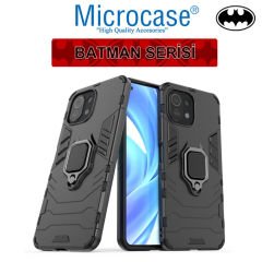 Microcase Xiaomi Mi 11 Lite - Mi 11 Youth Batman Serisi Yüzük Standlı Armor Kılıf - Siyah