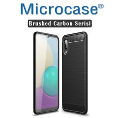 Microcase Samsung Galaxy A02 Brushed Carbon Fiber Silikon Kılıf - Siyah