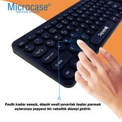 Microcase SW-500 Yuvarlak Tuşlu Taşınabilir Kablosuz Bluetoothlu Q Klavye Mouse Set AL4176