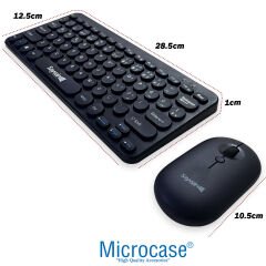 Microcase SW-500 Yuvarlak Tuşlu Taşınabilir Kablosuz Bluetoothlu Q Klavye Mouse Set AL4176