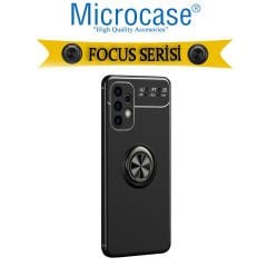 Microcase Samsung Galaxy A32 Focus Serisi Yüzük Standlı Silikon Kılıf - Siyah