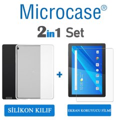 Microcase Lenovo TAB M10 TB-X505L 10.1 Tablet Silikon Tpu Soft Kılıf - Şeffaf + Ekran Koruma Filmi