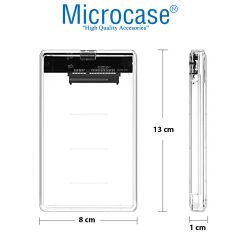 Microcase Taşınabilir Yüksek Hızlı 5Gbps USB 3.0 SATA 2.5 inch Harici Harddisk Kutusu - AL3514 Şeffaf