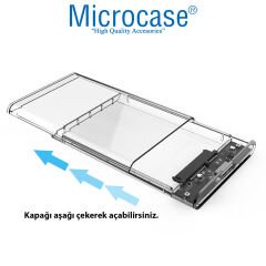 Microcase Taşınabilir Yüksek Hızlı 5Gbps USB 3.0 SATA 2.5 inch Harici Harddisk Kutusu - AL3514 Şeffaf