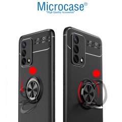 Microcase Oppo A74 Focus Serisi Yüzük Standlı Silikon Kılıf - Siyah