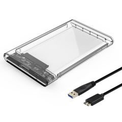 Microcase Taşınabilir Yüksek Hızlı 5Gbps USB 2.0/3.0 SATA 2.5 inch Harici Harddisk Kutusu - AL3515 Şeffaf