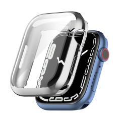 Microcase Apple Watch 7 45 mm Önü Kapalı Silikon Kılıf - Gümüş