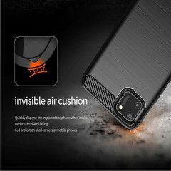 Realme C11 Brushed Carbon Fiber Silikon Kılıf - Siyah