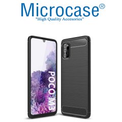 Xiaomi Poco M3 Brushed Carbon Fiber Silikon Kılıf