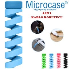 Microcase Bütün USB Kabloları için Spiral Kablo Koruyucu 4in1 Set