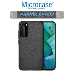 Microcase Huawei P40 Pro Fabrik Serisi Kumaş ve Deri Desen Kılıf - Siyah
