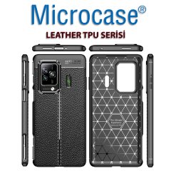 Microcase Xiaomi Black Shark 5 Pro Leather Serisi Deri Efekt Silikon Kılıf - Siyah