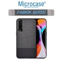 Microcase Oppo Find X2 Fabrik Serisi Kumaş ve Deri Desen Kılıf - Siyah