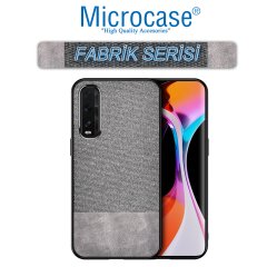 Microcase Oppo Find X2 Fabrik Serisi Kumaş ve Deri Desen Kılıf - Gri
