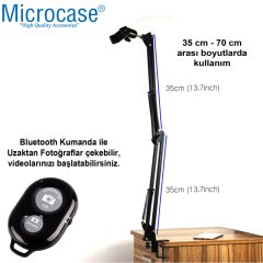 Microcase Telefon Başlık Tutuculu Ürün Çekim Standı Bluetooth Kumandalı Klipli Masaya Monte - AL2680