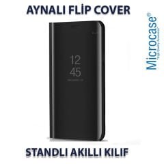 Microcase OnePlus 7 Pro Aynalı Kapak Clear View Flip Cover Mirror Kılıf - Siyah