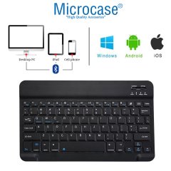 Microcase Tablet ve Telefonlar için Şarjlı Bluetooth Klavye + TR Klavye Sticker - AL2671 Siyah
