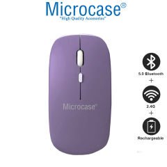 Microcase 1600 DPI Şarj Edilebilir 2.4 GHz Çift Modlu Bluetooth Kablosuz Mouse - Model AL2675 Mor