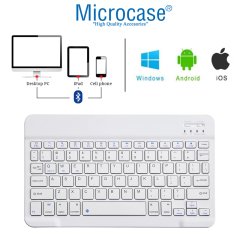 Microcase Tablet ve Telefonlar için Şarjlı Bluetooth Klavye + TR Klavye Sticker - AL2671 Beyaz