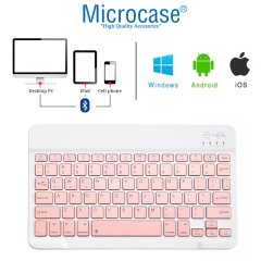 Microcase Tablet ve Telefonlar için Şarjlı Bluetooth Klavye + TR Klavye Sticker - AL2671 Pembe