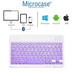 Microcase Tablet ve Telefonlar için Şarjlı Bluetooth Klavye + TR Klavye Sticker - AL2671 Mor