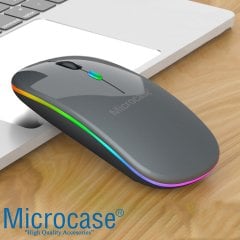 Microcase 1600 DPI Şarj Edilebilir 2.4 GHz RGB Işık Çift Modlu Bluetooth Mouse - AL2767 Gri