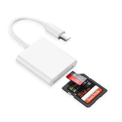 Microcase Type-C to SD-MicroSD Kart Okuyuculu Kamera Adaptörü - Beyaz - AL4116