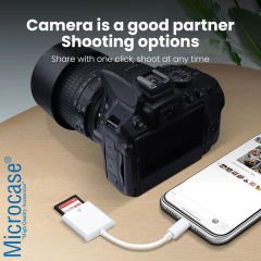 Microcase Type-C to SD-MicroSD Kart Okuyuculu Kamera Adaptörü - Beyaz - AL4116