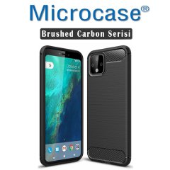 Microcase Google Pixel 4 Brushed Carbon Fiber Silikon Kılıf - Siyah