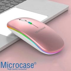 Microcase 1600 DPI Şarj Edilebilir 2.4 GHz RGB Işık Çift Modlu Bluetooth Mouse - AL2767 Pembe
