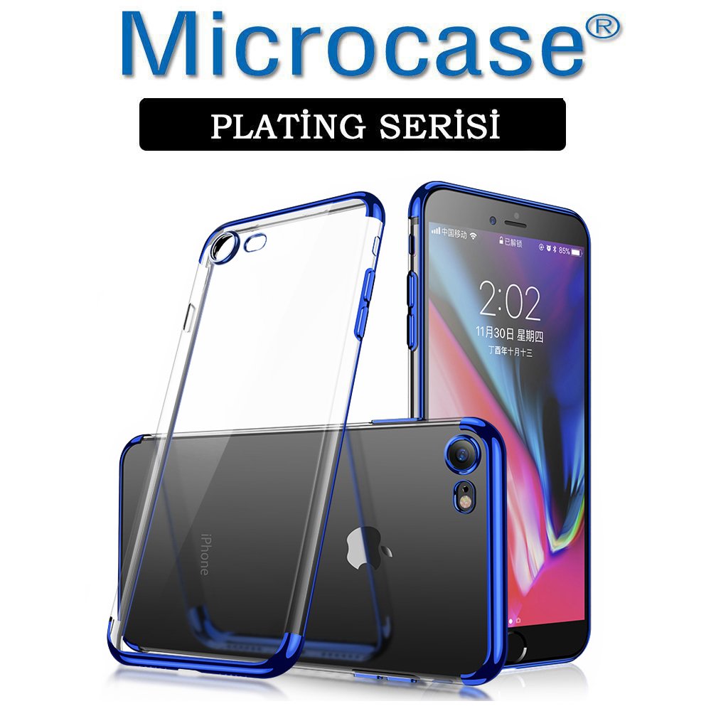 Microcase iPhone SE 2020 Plating Series Soft Silikon Kılıf - Mavi