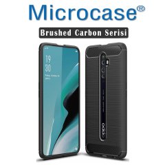 Microcase Oppo Reno 2Z Brushed Carbon Fiber Silikon Kılıf - Siyah