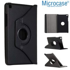 Microcase Samsung Galaxy Tab A 8.0 2019 T290 T295 T297 360 Derece Döner Standlı Deri Kılıf - Siyah