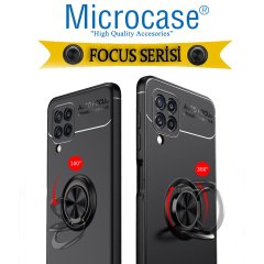 Microcase Samsung Galaxy M32 Focus Serisi Yüzük Standlı Silikon Kılıf - Siyah
