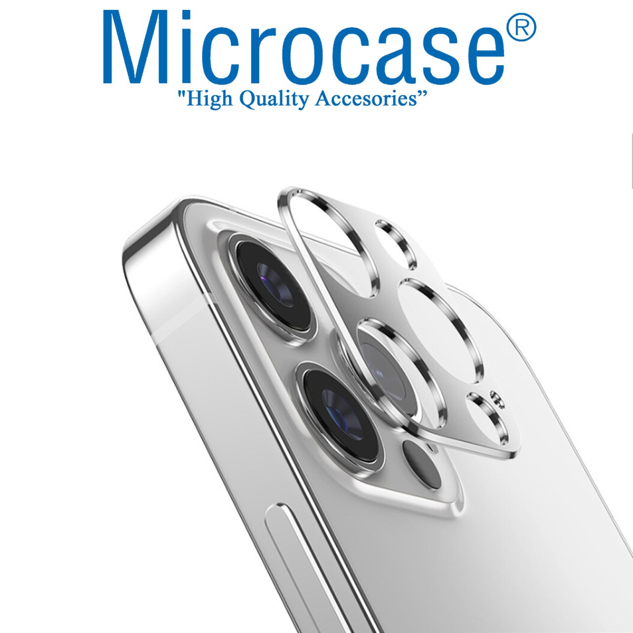 iPhone 12 Pro Kamera Lens Halkası - Kapalı Tasarım Gümüş