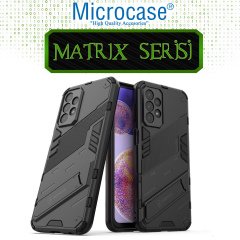 Microcase Samsung Galaxy A73 5G Matrix Serisi Armor Standlı Perfect Koruma Kılıf - Siyah