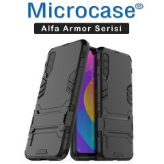 Microcase Xiaomi Mi 9 Lite Alfa Serisi Armor Standlı Perfect Koruma Kılıf - Siyah