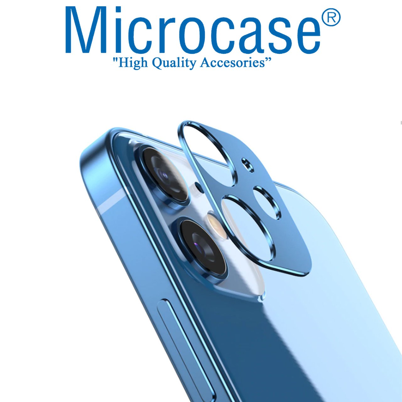 iPhone 12 Mini Kamera Lens Halkası - Kapalı Tasarım Mavi
