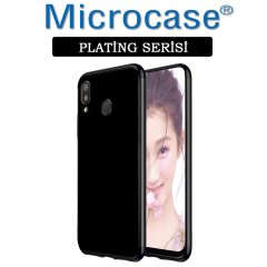Microcase Samsung Galaxy A10s Plating Series Silikon Kılıf - Siyah + Tempered Glass Cam Koruma